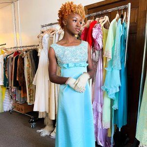 1960s Turquoise Blue Mike Benet Gown